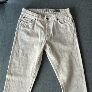 SuitSupply Five Pocket Denim Jeans, Color Cream, Size 30x30